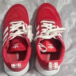 Adidas Red and White Athletic Shoes